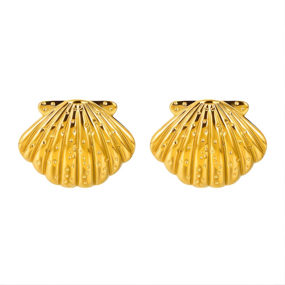 Golden Seashell Earrings - Picture 4 of 5